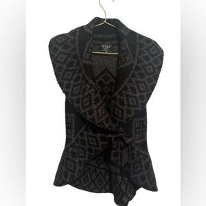 Mary Firenze Charcoal and Black Patterned Cardigan NWOT